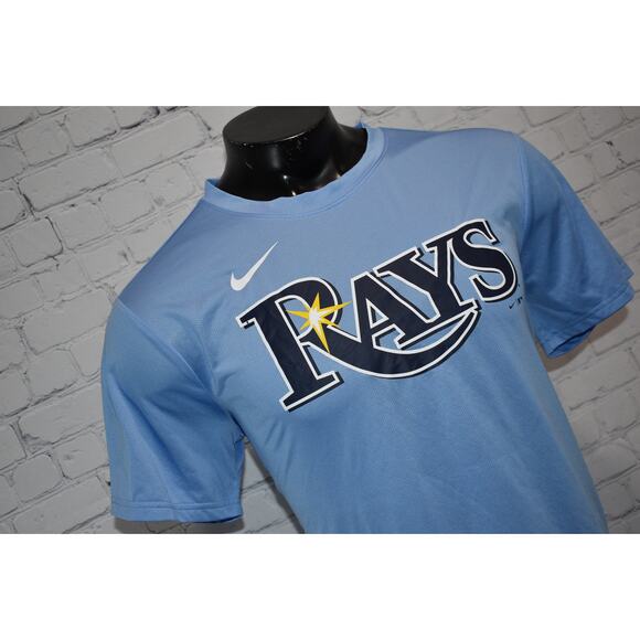 Nike Mens Size Large Tampa Bay Rays Baseball MLB Shirt Blue Dri-Fit Polyester - Picture 6 of 6